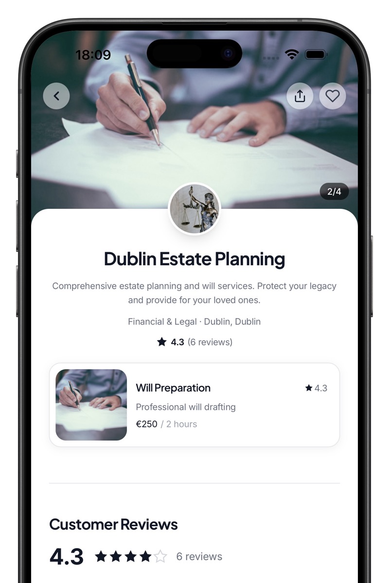 Customer app → legal services profile