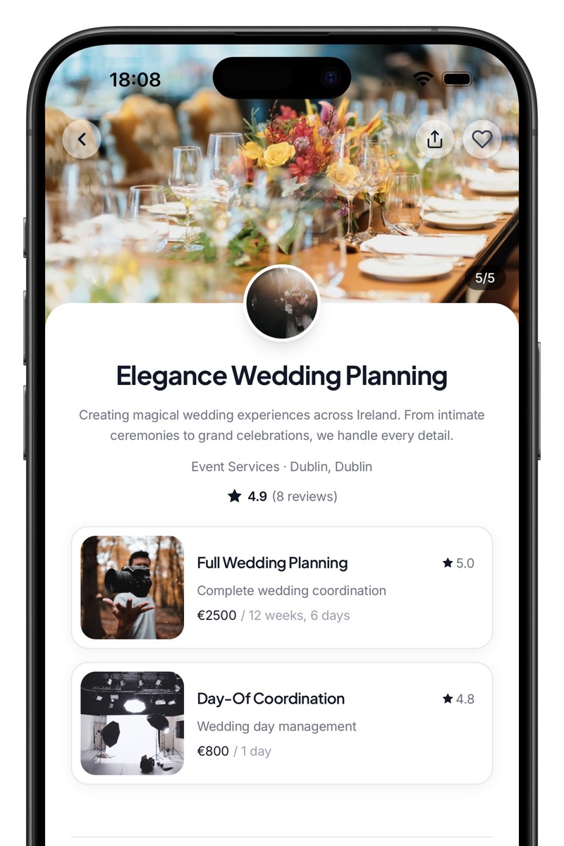 Customer app → wedding planning profile