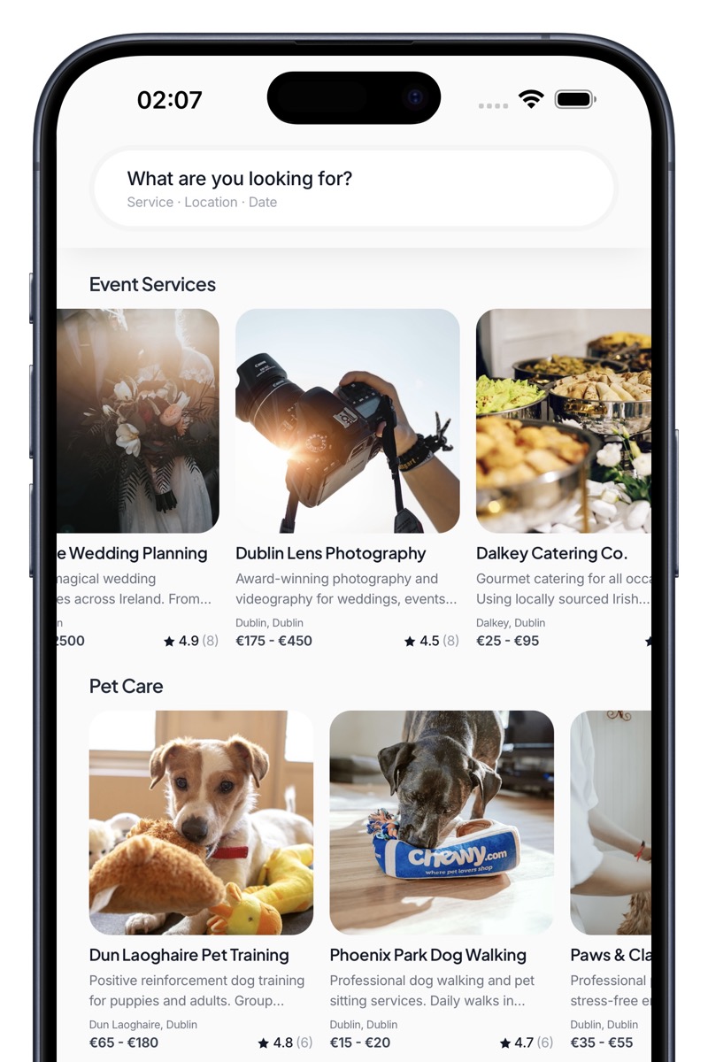 Customer app → home / explore feed